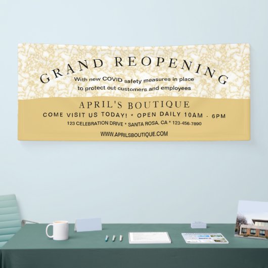 Gold Marble Business heropening COVID-veiligheid Spandoek (Beurs)