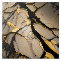 Gold Marble Ceramic Tegel Black Crystalline Veinen