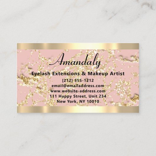 Gold Marble Consulting Design Glitter Roos Roze Visitekaartje (Achterkant)