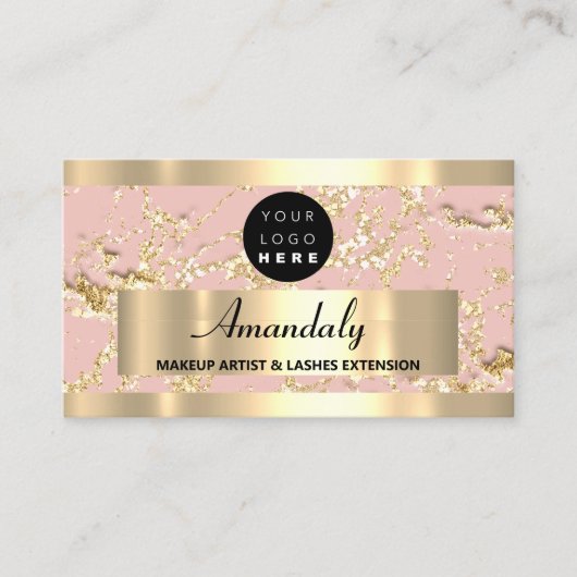 Gold Marble Consulting Design Glitter Roos Roze Visitekaartje (Voorkant)