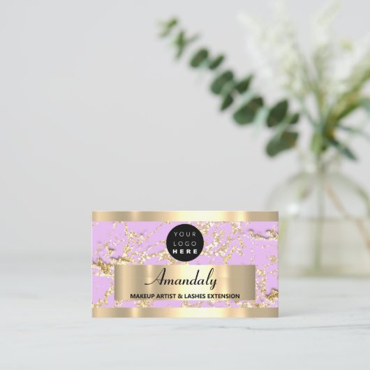 Gold Marble Consulting Glitter Pink Pastel Visitekaartje (Staand voorkant)
