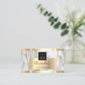Gold Marble Custom Logo Qr Code 5 Punks Visitekaartje (Staand voorkant)