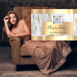 Gold Marble Custom Logo Qr Code 6 Punches 50% OFF Visitekaartje
