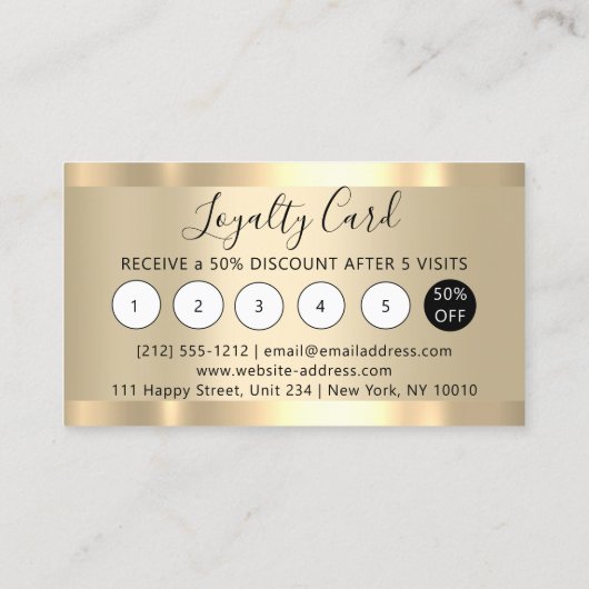 Gold Marble Custom Logo Qr Code 6 Punches 50% OFF Visitekaartje (Achterkant)