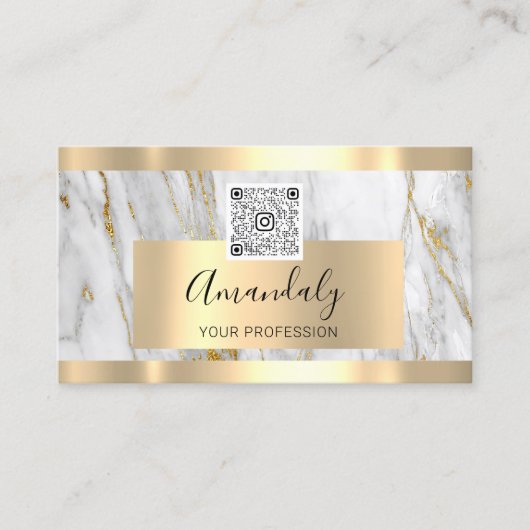 Gold Marble Custom Logo Qr Code 6 Punches 50% OFF Visitekaartje (Voorkant)