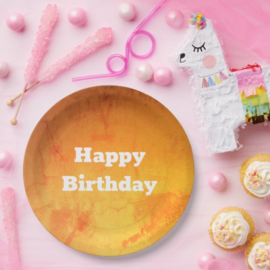 Gold Marble Effect Birthday Borden Papieren Bordje (Feest)