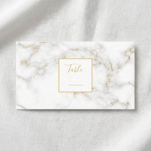 Gold Marble-effect bruiloft-ontvangstnummer Plaatskaartje