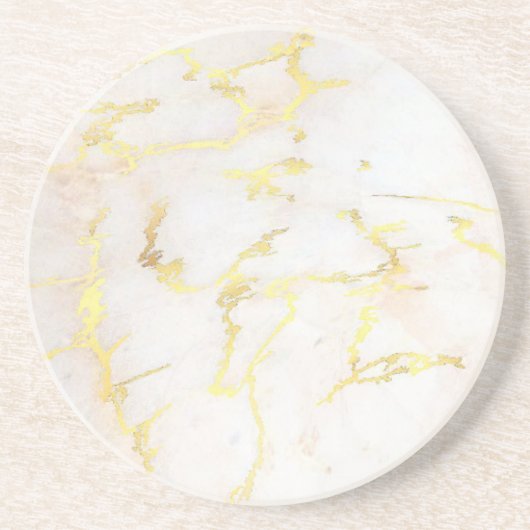 Gold Marble Elegant Design Trendy Sjabloon Round Zandsteen Onderzetter (Voorkant)
