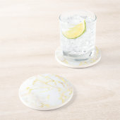 Gold Marble Elegant Trendy Sjabloon Round Zandsteen Onderzetter (Zijkant)