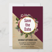 Gold Marble en Burgundy Floral sparen de datum Save The Date (Voorkant)