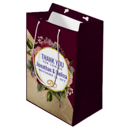 Gold Marble en Burgundy Florals Wedding Favor Medium Cadeauzakje