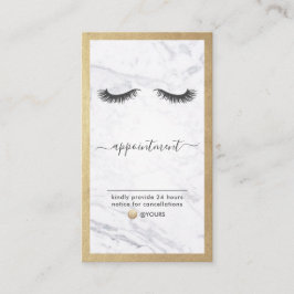 Gold & Marble Eyelash Beauty Appointx Verticaal Visitekaartje