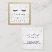 Gold & Marble Eyelash Beauty Specialist Loyalty Vierkante Visitekaartje (Voorkant / Achterkant)
