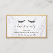 Gold & Marble Eyelash Beauty Specialist Loyalty Visitekaartje (Voorkant)