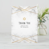 Gold Marble Geometric Bat Mitzvah Hartelijk dank Bedankkaart (Staand voorkant)