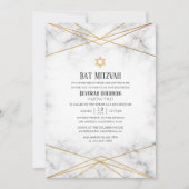 Gold Marble Geometric Bat Mitzvah Kaart (Voorkant)