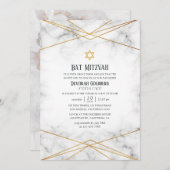 Gold Marble Geometric Bat Mitzvah Kaart (Voorkant / Achterkant)