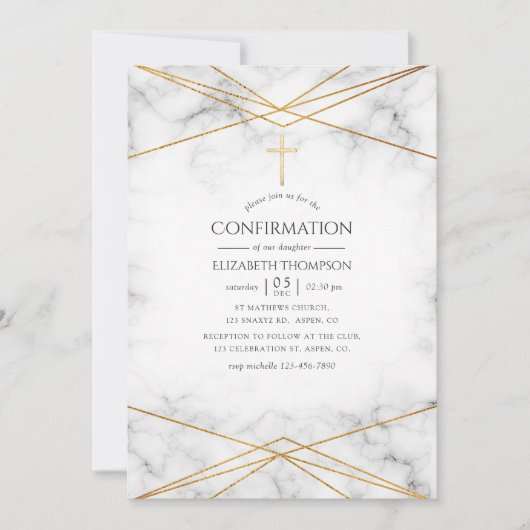 Gold Marble Geometric Confirmation Kaart (Voorkant)