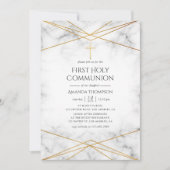 Gold Marble Geometric First Heilige Communie Kaart (Voorkant)