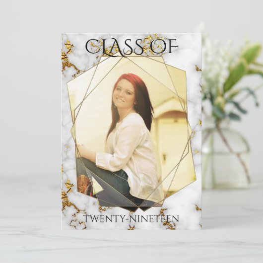 Gold Marble Geometric Gold PHOTO Lijst Afstuderen Kaart (Staand voorkant)