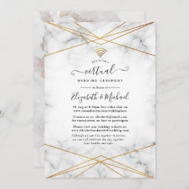 Gold Marble Geometric Online Virtual Weddenschap Kaart