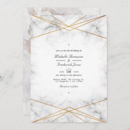 Gold Marble Geometric QR Code RSVP Weddenschap Kaart