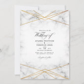 Gold Marble Geometric Weddenfoto Kaart (Voorkant)