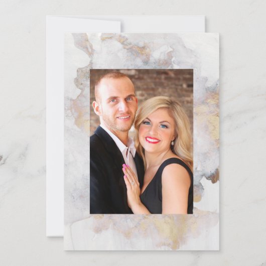 Gold Marble Geometric Weddenfoto Save The Date (Achterkant)