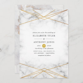 Gold Marble Geometric Wedding Kaart