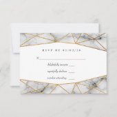 Gold Marble Geometric Wedding RSVP Kaartje (Voorkant)
