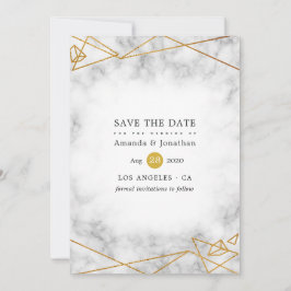 Gold Marble Geometric Wedding Save The Date