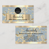 Gold Marble Glitter Beauty Hair StudioSmoky Blue Visitekaartje (Voorkant / Achterkant)