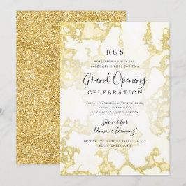 Gold Marble Glitter Corporate Grand Opening  Kaart
