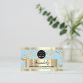 Gold Marble Glitter Mode Beautique Shop Blue Visitekaartje (Staand voorkant)