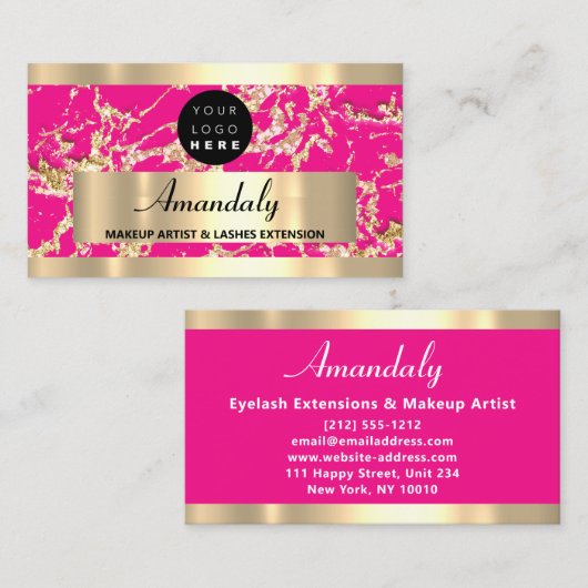 Gold Marble Glitter Mode Beautique Shop SPA Visitekaartje (Voorkant / Achterkant)