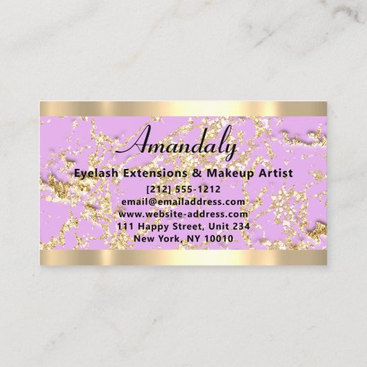 Gold Marble Glitter Mode Beautique Shop Violet Visitekaartje (Achterkant)