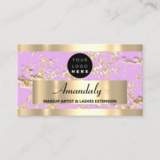 Gold Marble Glitter Mode Beautique Shop Violet Visitekaartje (Voorkant)