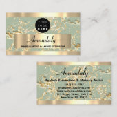 Gold Marble Glitter Roos Beauty Studio SPA Mint Visitekaartje (Voorkant / Achterkant)