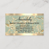 Gold Marble Glitter Roos Beauty Studio SPA Mint Visitekaartje (Achterkant)
