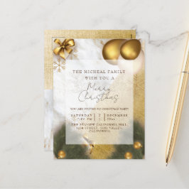 Gold Marble Glitter Year & kerstparty Feestdagenkaart