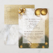 Gold Marble Glitter Year & kerstparty Feestdagenkaart (Voorkant / Achterkant)