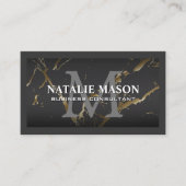 Gold Marble Gray | Monogram Visitekaartje (Voorkant)