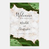 Gold Marble Green Agaat Wedding Welkom Acryl Bord (Voorkant)