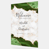 Gold Marble Green Agaat Wedding Welkom Acryl Bord (Hoek)
