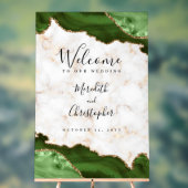 Gold Marble Green Agaat Wedding Welkom Acryl Bord (Neutraal)