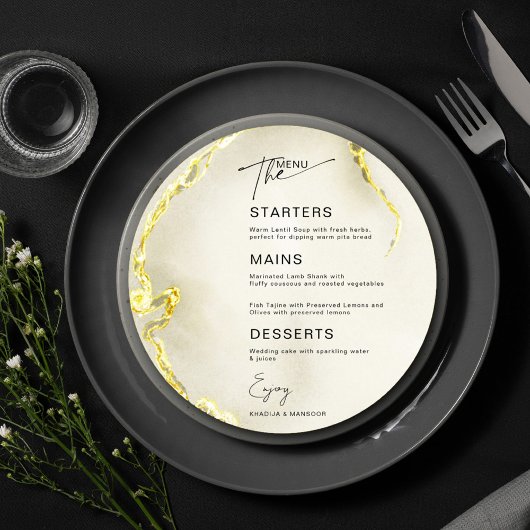 Gold Marble Islamitische Trouwcirkel Menu Kaart