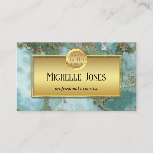 Gold Marble Logo QR Code Abstract Visitekaartje (Voorkant)