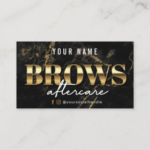 Gold Marble Luxury Brows Aftercare Card Visitekaartje