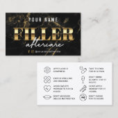 Gold Marble Luxury Filler Aftercare Card Visitekaartje (Voorkant / Achterkant)