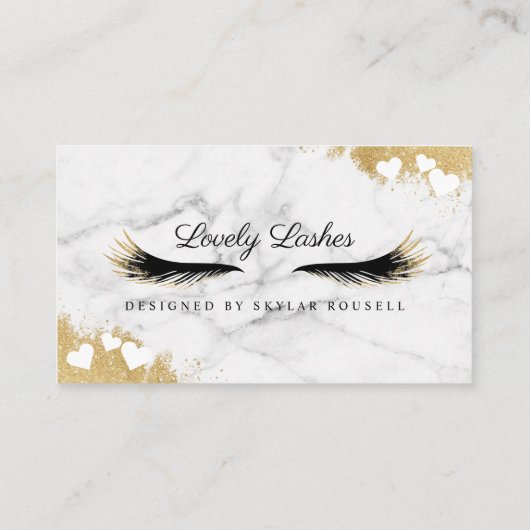 Gold Marble Mascara Eye wimpers Nazorg Tips Aanbevelingskaartje (Achterkant)